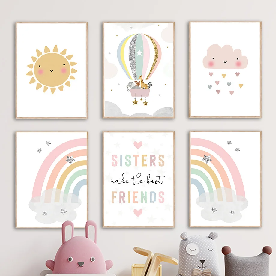 Art Craft Love - Zürafa Fil Sıcak Balon Güneş Gökkuşağı