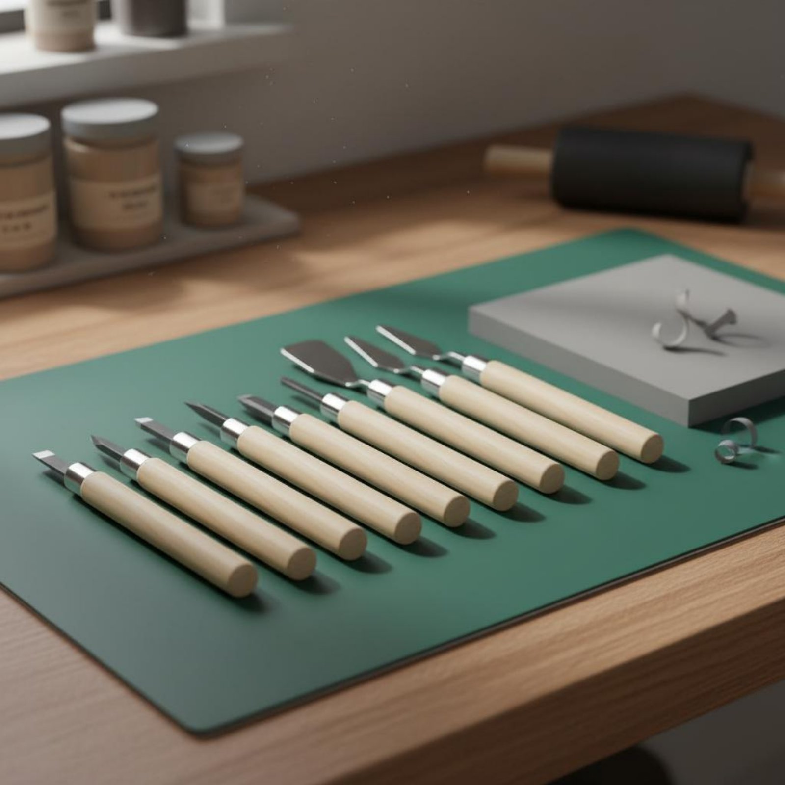 Linocut Carving Tool - 9 Parça Linolyum Oyma Seti Tam