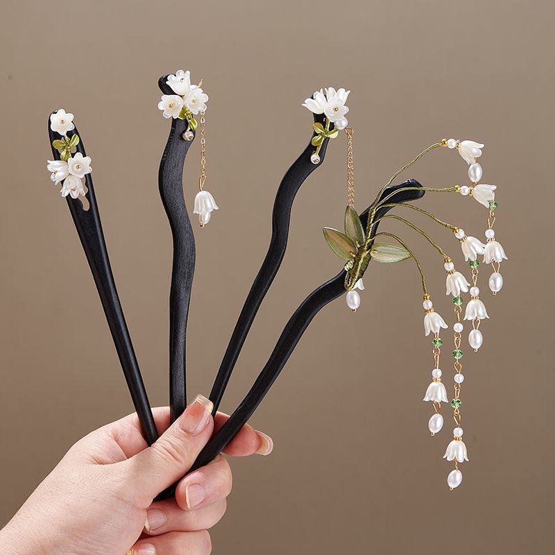 Art Craft Shop - Ahşap çiçek saç tokası Vintage Convallaria