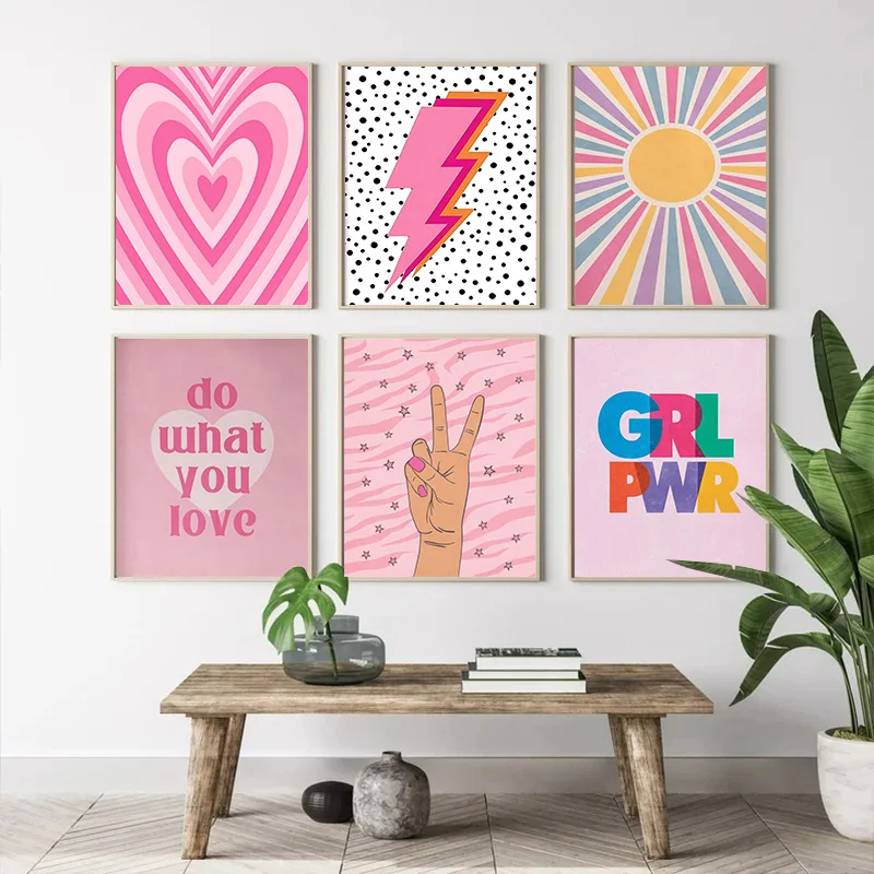Art Craft Love - Soyut Pembe Yıldırım Degrade Aşk Kalp