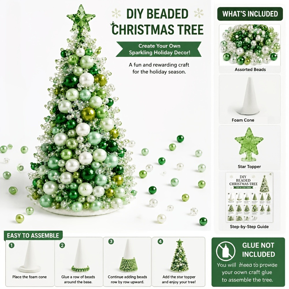 Art Craft Tree - Kendin Yap Boncuklu Noel Ağacı Seti,