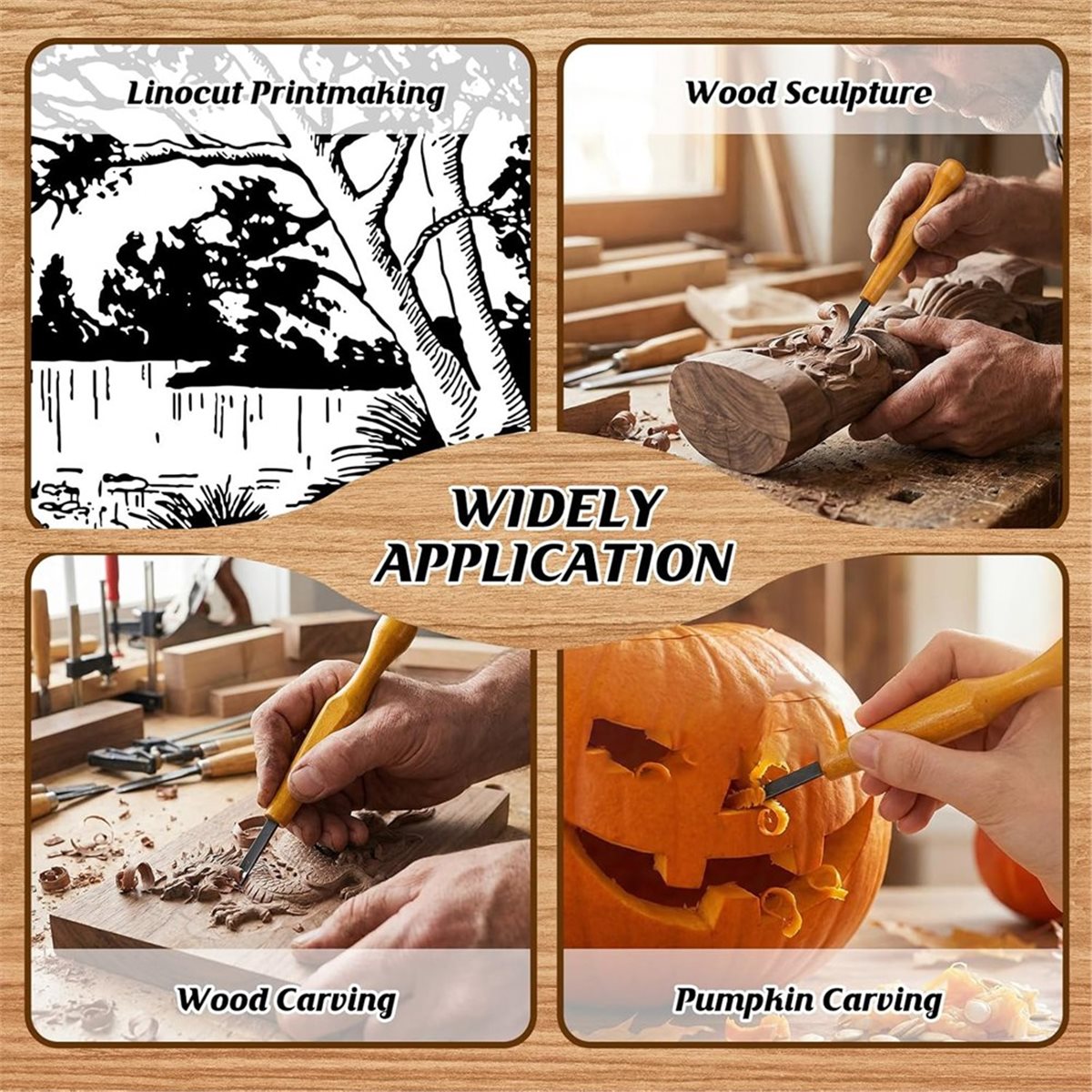 Linocut Carving Tool - 5 Adet Linocut Ahşap Baskı Sanatı