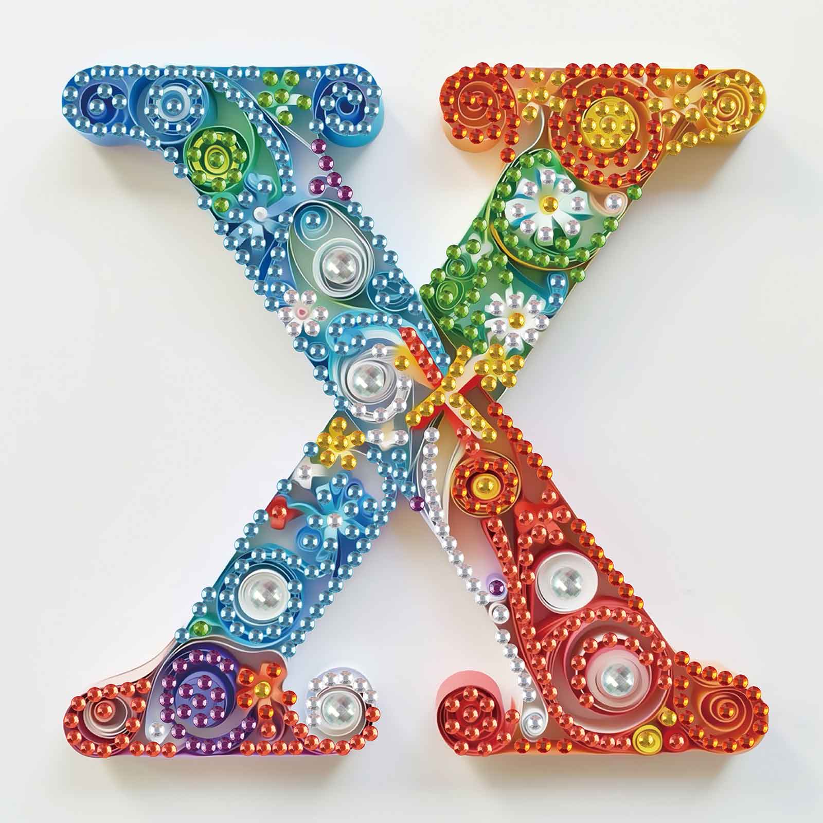 Art And Craft Letter X - Özel Şekilli Elmas Sanatı Boyama Kitleri,