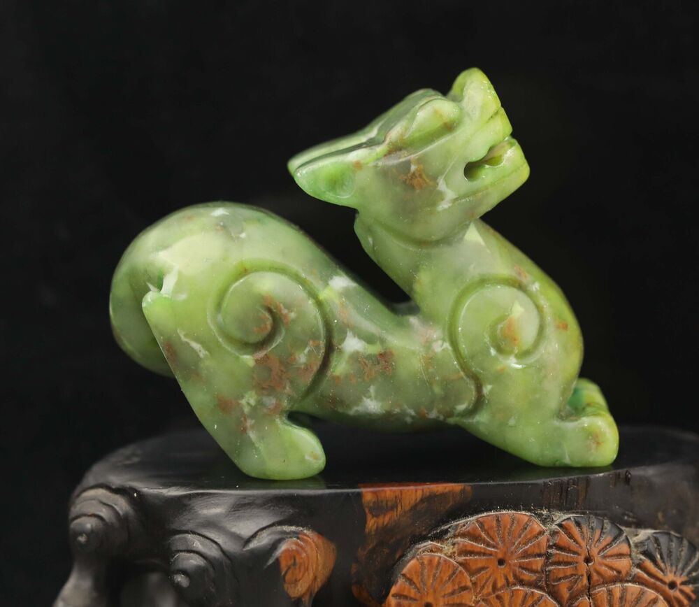 Art Craft Love - Eski Doğal Yeşim El Oyması Ejderha