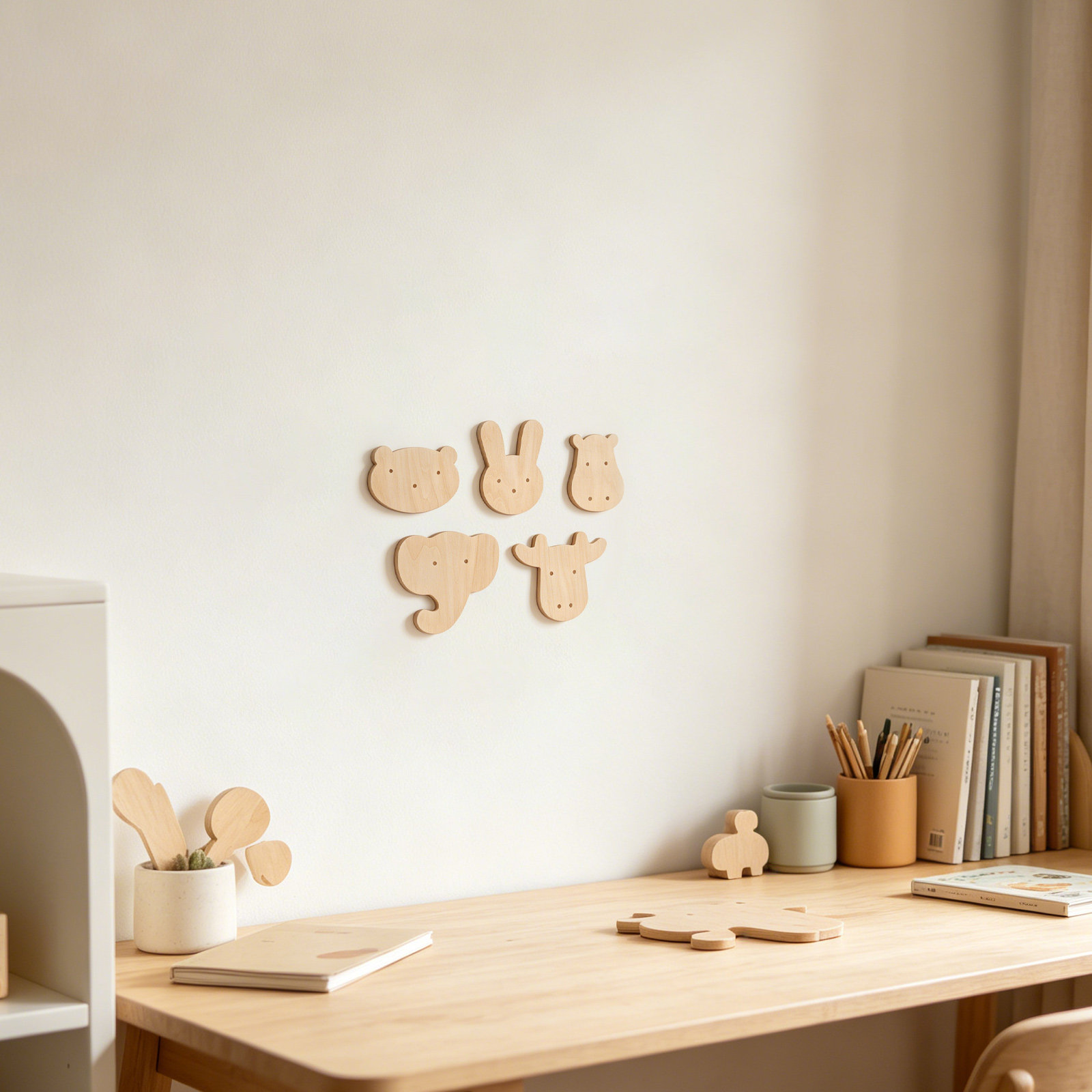 5 Adet Hayvan Figürlü Ahşap Du - Art And Craft For Nursery incelemesi ve fiyatı